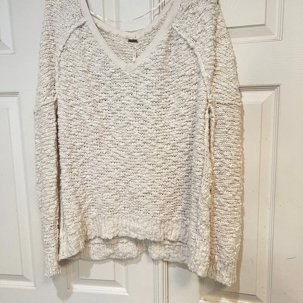Free‎ People Songbird Chunky Popcorn Boucle Loose Knit Sweater Sz medium boho